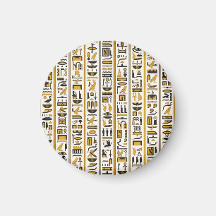Ägyptische Hieroglyphen: Gelb-Schwarz Nahtlos. Magnet