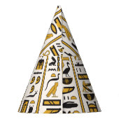 Ägyptische Hieroglyphen: Gelb-Schwarz Nahtlos. Partyhütchen (Rückseite)