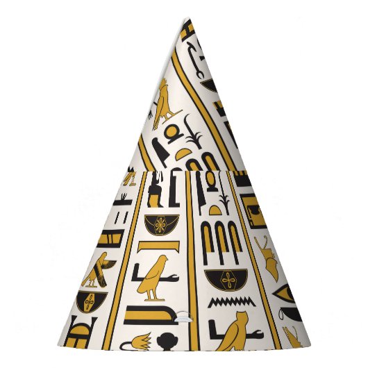 Ägyptische Hieroglyphen: Gelb-Schwarz Nahtlos. Partyhütchen (Links)