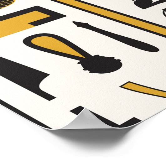 Ägyptische Hieroglyphen: Gelb-Schwarz Nahtlos. Poster (Ecke)