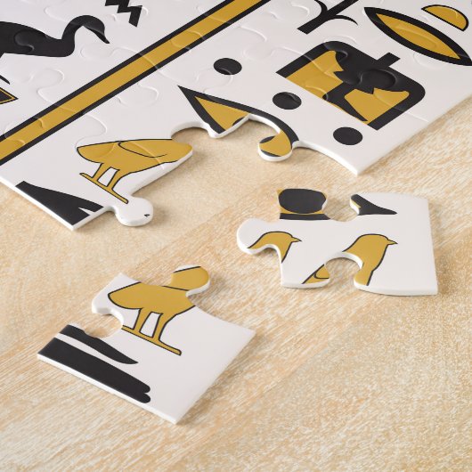 Ägyptische Hieroglyphen: Gelb-Schwarz Nahtlos. Puzzle (Seite)