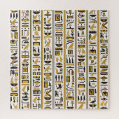 Ägyptische Hieroglyphen: Gelb-Schwarz Nahtlos. Puzzle (Vertikal)