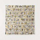 Ägyptische Hieroglyphen: Gelb-Schwarz Nahtlos. Wandteppich (Vorderseite (Horizontal))