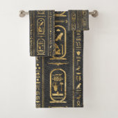Ägyptische Hieroglyphen Gold auf Leder Badhandtuch Set (Insitu)