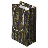 Ägyptische Hieroglyphen Gold auf Leder Kleine Geschenktüte (Rückseite Schrägansicht)