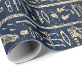 Ägyptische Hieroglyphen Gold Blue Navy Pharaohs Geschenkpapier (Rolleneckpunkt)