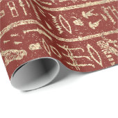 Ägyptische Hieroglyphen Gold Foxier Bordeaux Luxus Geschenkpapier (Rolleneckpunkt)