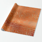 Ägyptische Hieroglyphen Gold Foxier Coral Orange Geschenkpapier (Ungerollt)