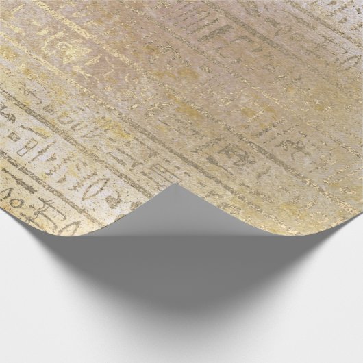 Ägyptische Hieroglyphen Gold Foxier Grungy Creamy Geschenkpapier (Ecke)