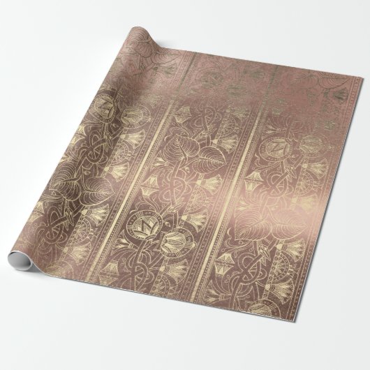 Ägyptische Hieroglyphen Gold Foxier Rose Gold Meta Geschenkpapier (Ungerollt)