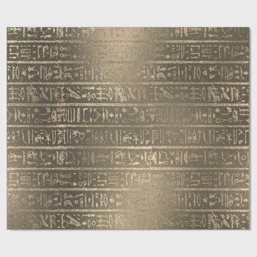 Ägyptische Hieroglyphen Gold Imitate Sepia Einziga Geschenkpapier (Flach)