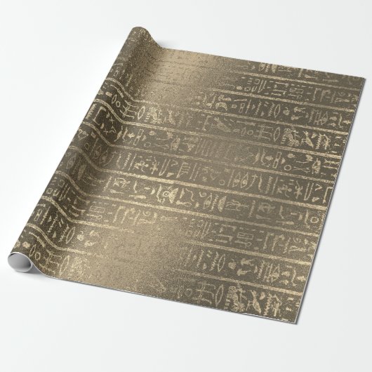 Ägyptische Hieroglyphen Gold Imitate Sepia Einziga Geschenkpapier (Ungerollt)