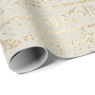 Ägyptische Hieroglyphen Gold Pastel Creamy Grau Geschenkpapier