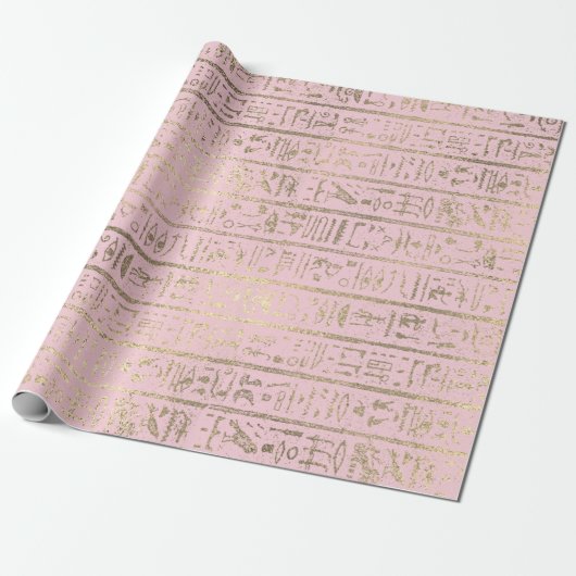 Ägyptische Hieroglyphen Gold Pastell Pink Pastel S Geschenkpapier (Ungerollt)
