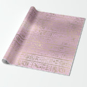 Ägyptische Hieroglyphen Gold Pink Pastel Rose Geschenkpapier (Ungerollt)