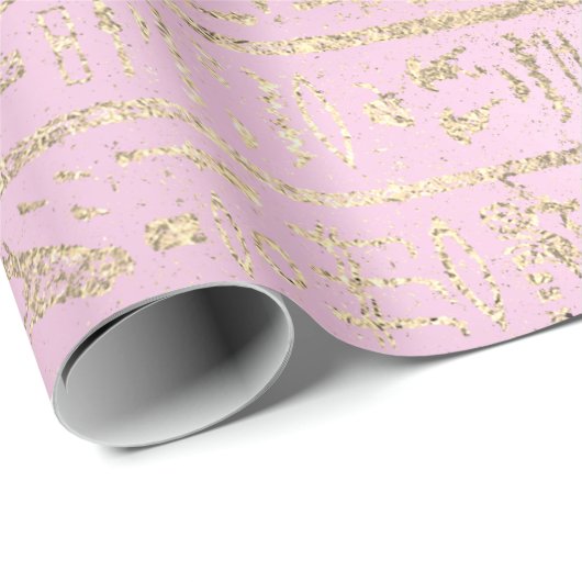 Ägyptische Hieroglyphen Gold Pink Pastel Rose Geschenkpapier (Rolleneckpunkt)