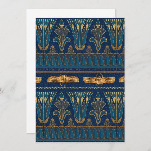 Ägyptische Hieroglyphen Goldbeetles Goldener Glitz Einladung (Vorne/Hinten)