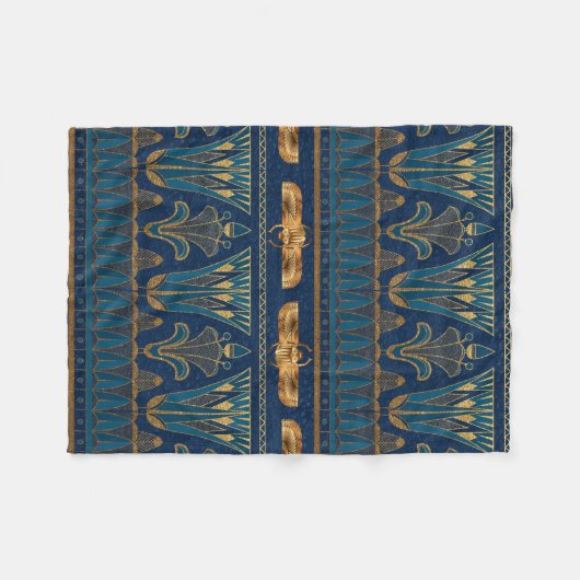 Ägyptische Hieroglyphen Goldbeetles Goldener Glitz Fleecedecke (Vorderseite (Horizontal))