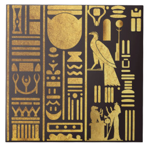 Ägyptische Hieroglyphen-Goldfolie Fliese