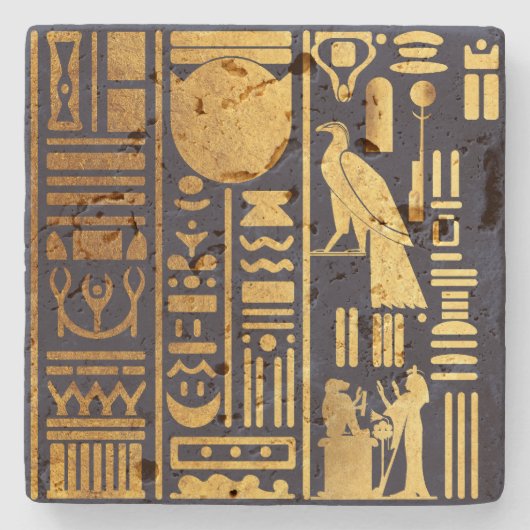 Ägyptische Hieroglyphen-Goldfolie Steinuntersetzer (Vorderseite)