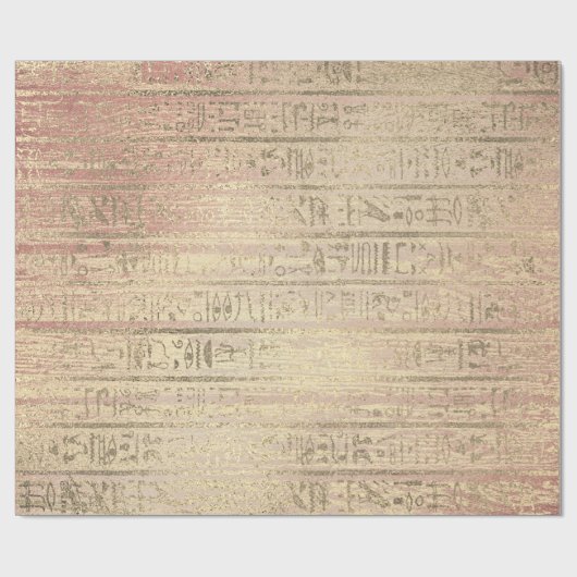 Ägyptische Hieroglyphen GoldFoxier Blush Rose Holz Geschenkpapier (Flach)