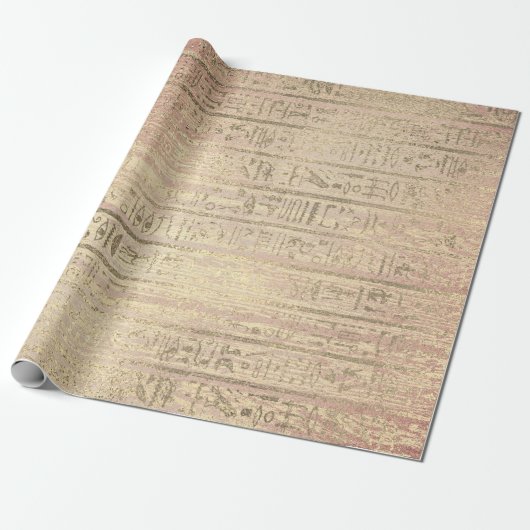 Ägyptische Hieroglyphen GoldFoxier Blush Rose Holz Geschenkpapier (Ungerollt)