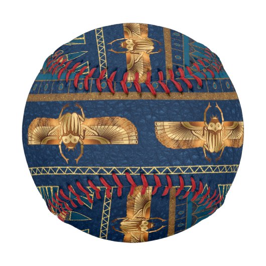 Ägyptische Hieroglyphen Goldkäfer Goldener Glitzer Baseball (Vorderseite)