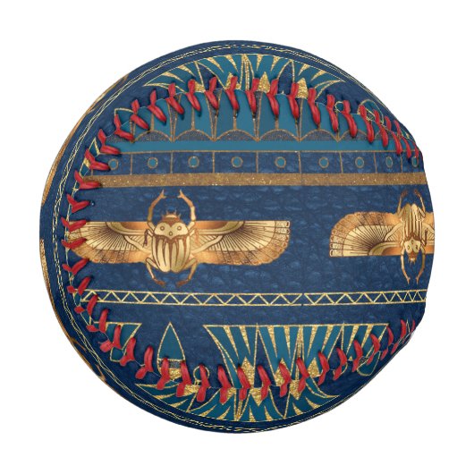 Ägyptische Hieroglyphen Goldkäfer Goldener Glitzer Baseball (Vorderseite Links)