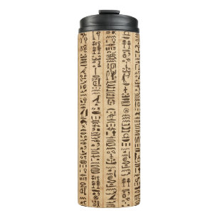 Ägyptische Hieroglyphen, grunge nahtloses Muster Thermosbecher
