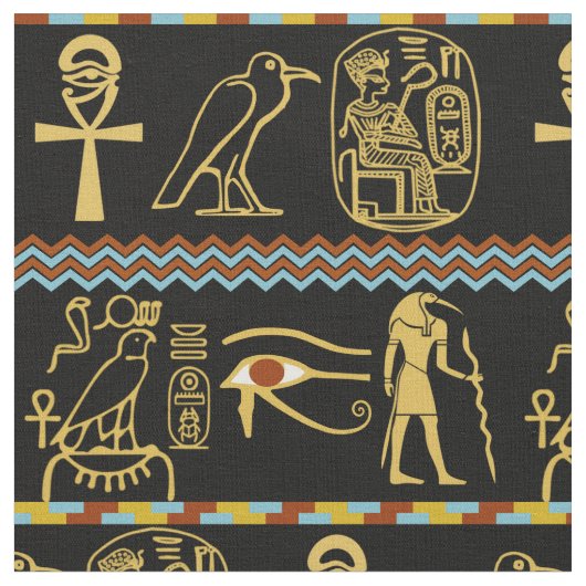 Ägyptische Hieroglyphen im Auge des Horuskielmuste Stoff (Nahaufnahme)