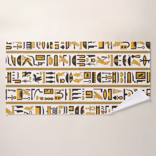 Ägyptische Hieroglyphen in gelb-schwarzer Farbe na Badehandtuch (Badehandtuch)
