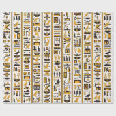 Ägyptische Hieroglyphen in gelb-schwarzer Farbe na Geschenkpapier (Flach)