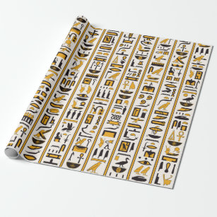 Ägyptische Hieroglyphen in gelb-schwarzer Farbe na Geschenkpapier