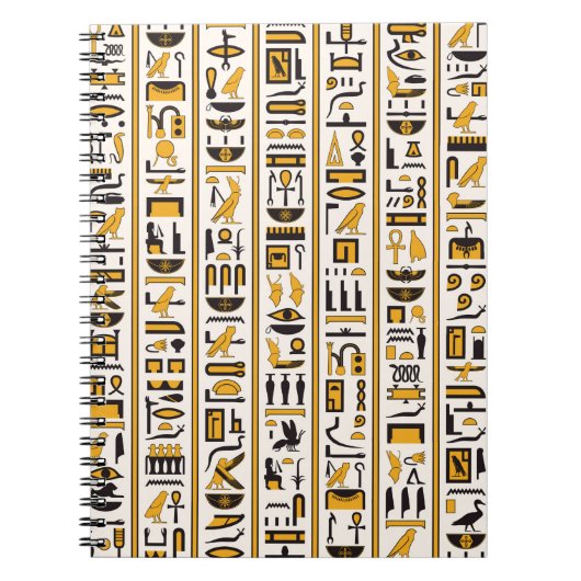 Ägyptische Hieroglyphen in gelb-schwarzer Farbe na Notizblock (Vorderseite)