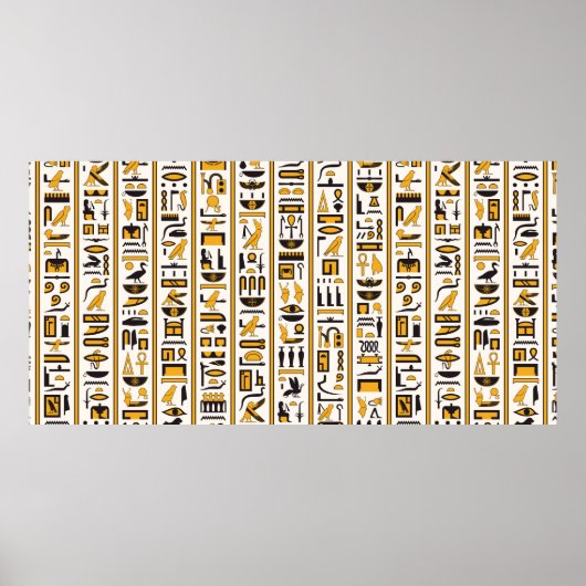 Ägyptische Hieroglyphen in gelb-schwarzer Farbe na Poster (Vorne)