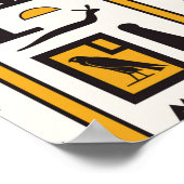 Ägyptische Hieroglyphen in gelb-schwarzer Farbe na Poster (Ecke)