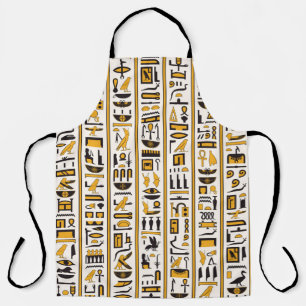 Ägyptische Hieroglyphen in gelb-schwarzer Farbe na Schürze