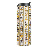 Ägyptische Hieroglyphen in gelb-schwarzer Farbe na Thermosbecher (Nach links gedreht)