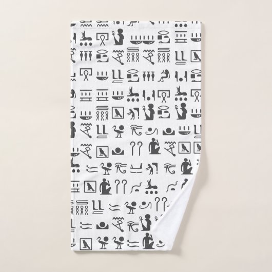 Ägyptische Hieroglyphen in Schwarz und Weiß Badhandtuch Set (Handtuch)