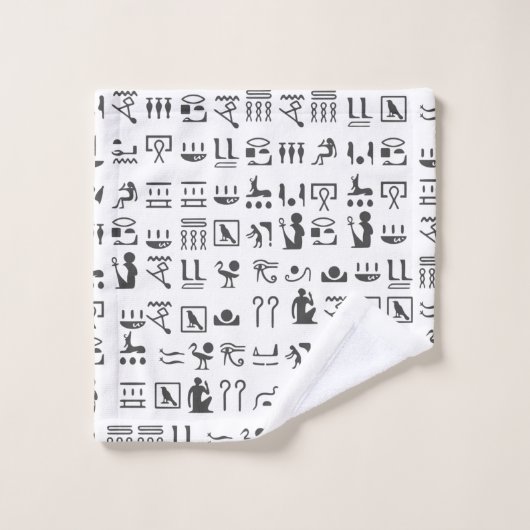 Ägyptische Hieroglyphen in Schwarz und Weiß Badhandtuch Set (Waschlappen)
