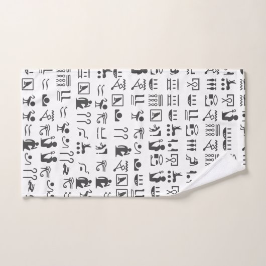 Ägyptische Hieroglyphen in Schwarz und Weiß Badhandtuch Set (Handtuch)