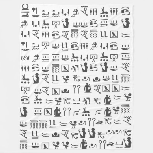 Ägyptische Hieroglyphen in Schwarz und Weiß Fleecedecke (Vorderseite)