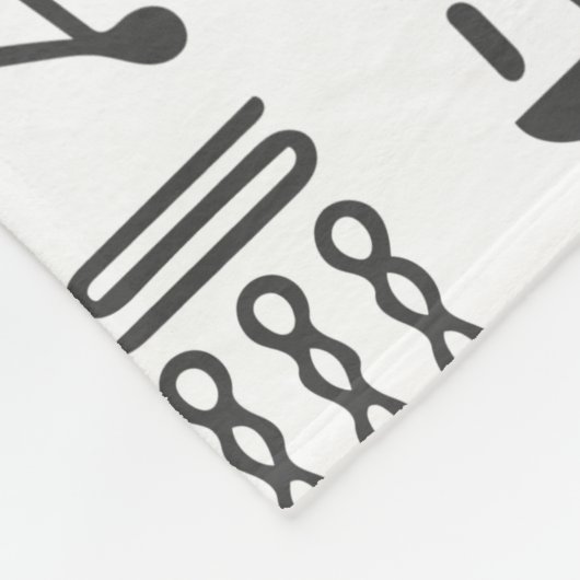 Ägyptische Hieroglyphen in Schwarz und Weiß Fleecedecke (Ecke)