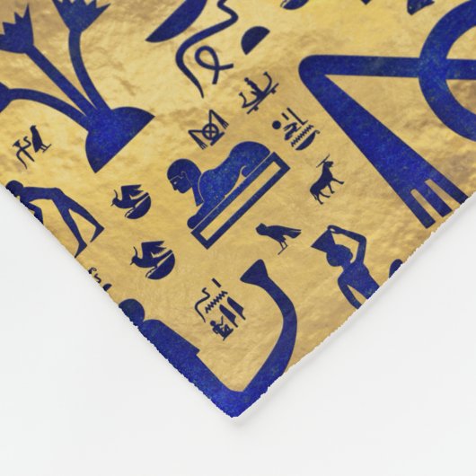 Ägyptische Hieroglyphen-Lapis-Lazuli und Gold Fleecedecke (Ecke)