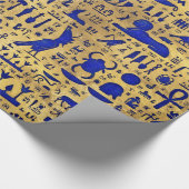 Ägyptische Hieroglyphen-Lapis-Lazuli und Gold Geschenkpapier (Ecke)