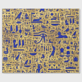 Ägyptische Hieroglyphen-Lapis-Lazuli und Gold Geschenkpapier (Flach)