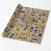 Ägyptische Hieroglyphen-Lapis-Lazuli und Gold Geschenkpapier (Ungerollt)