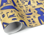 Ägyptische Hieroglyphen-Lapis-Lazuli und Gold Geschenkpapier (Rolleneckpunkt)