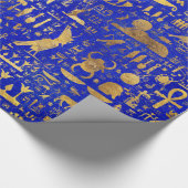 Ägyptische Hieroglyphen - Lapis Lazuli und Gold Geschenkpapier (Ecke)