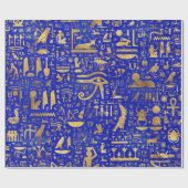 Ägyptische Hieroglyphen - Lapis Lazuli und Gold Geschenkpapier (Flach)